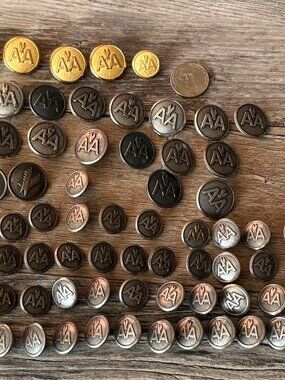 Vintage Aviation American Airlines Pilots Coat Buttons Big & Sm Sz lot of 78